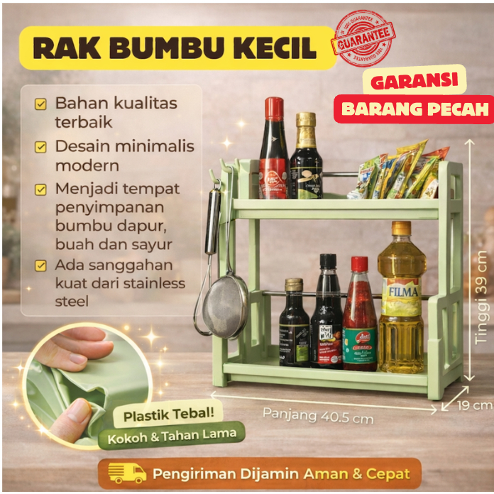 Rak Bumbu Dapur / Rak Bumbu Dapur Anti-Karat & Anti-Rayap / Rak Bumbu Kokoh Anti Banting / Lemari Bu