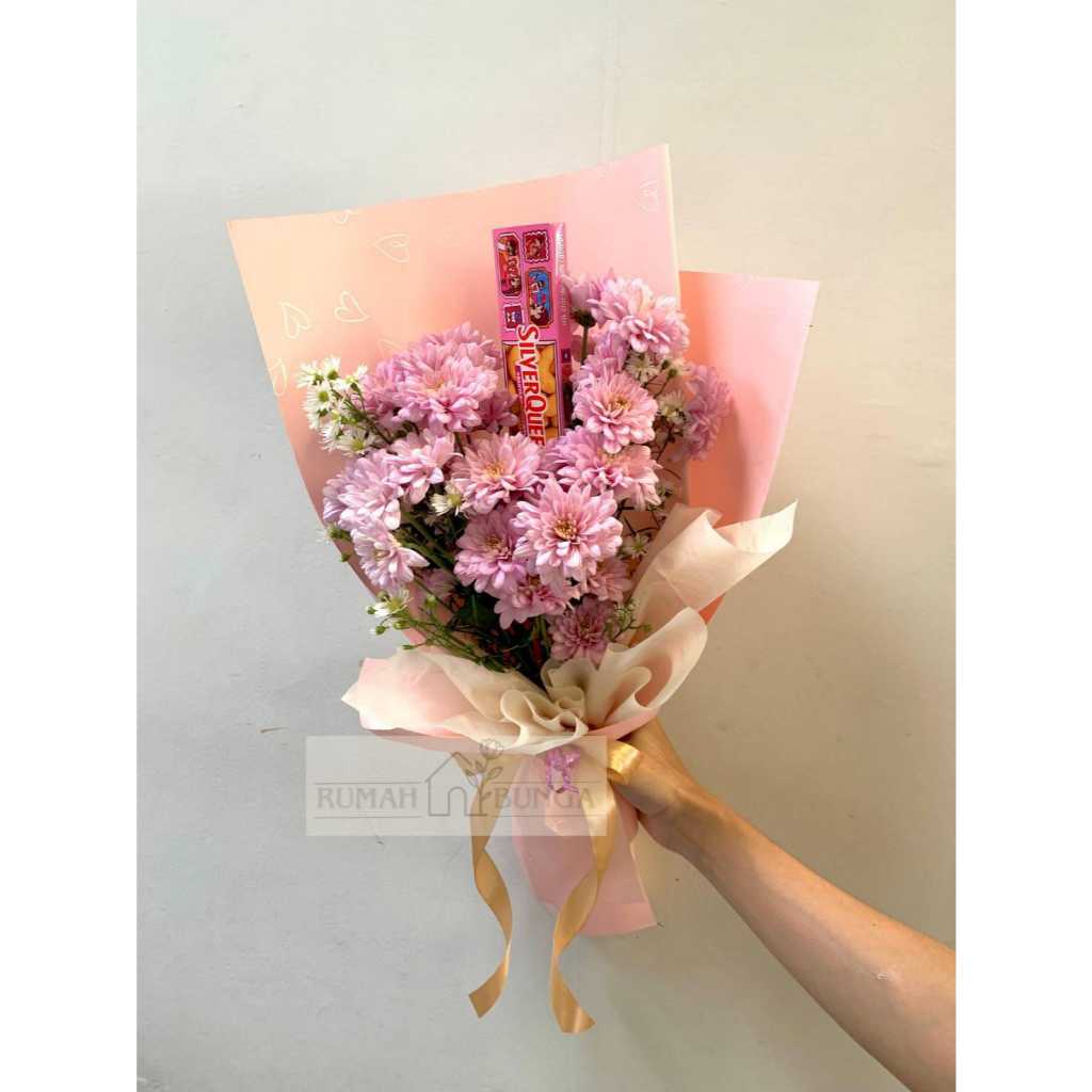 BUKET COKLAT VALENTINE! READY INSTAN ! Buket bunga fresh (bunga asli) size medium