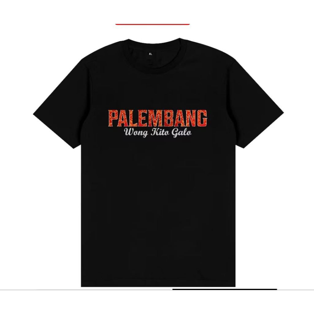 KAOS PALEMBANG WONG KITO GALO MOTIF FONT MERAH TULISAN DEPAN