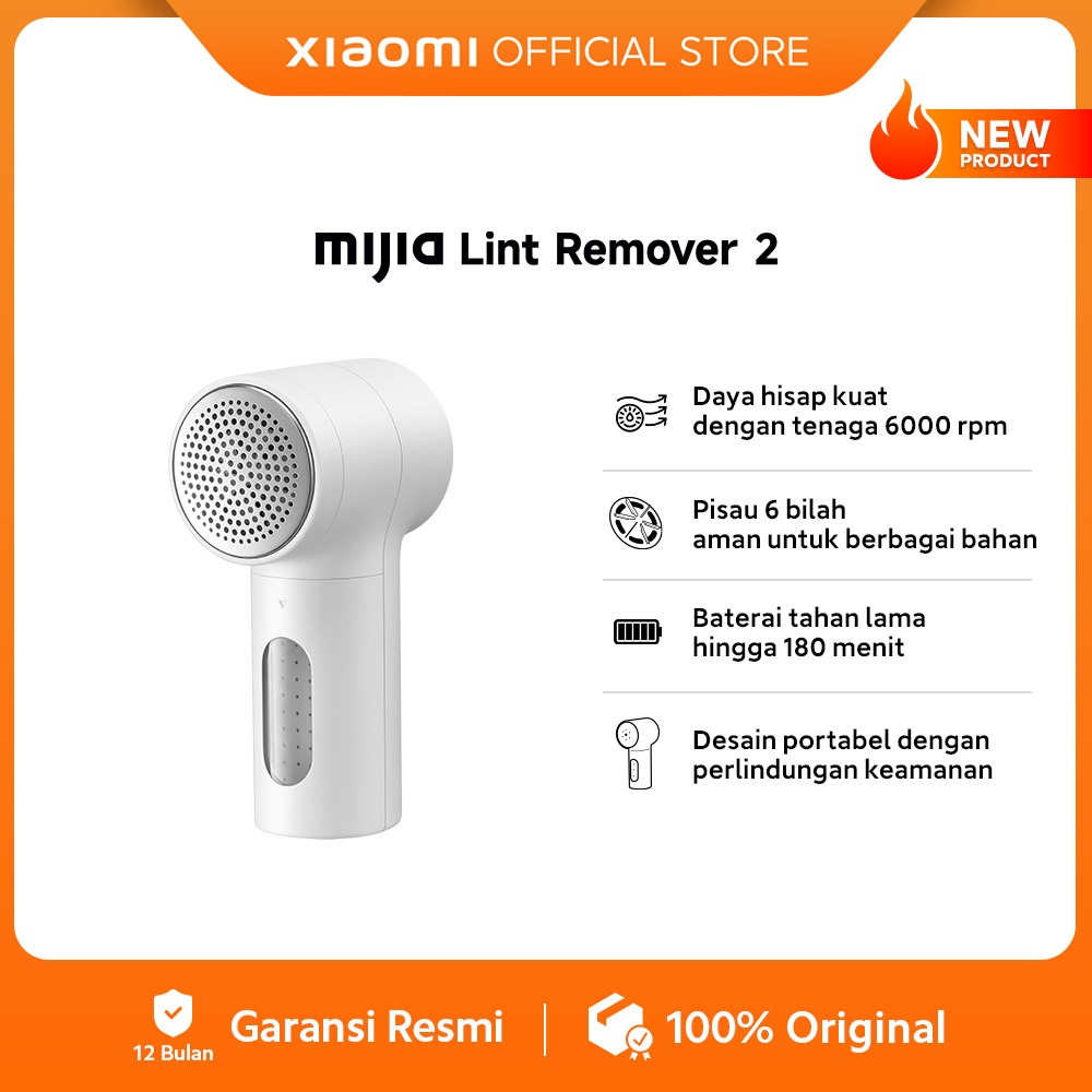 Xiaomi Mijia Lint Remover 2 | Daya hisap kuat dengan tenaga 6000 rpm | Pisau 6 bilah aman untuk berb