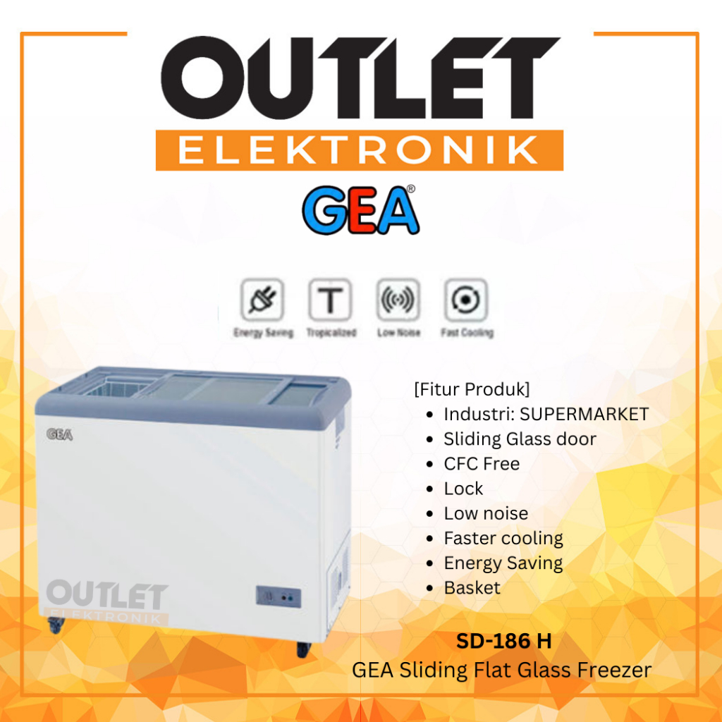 GEA Sliding Flat Glass Freezer SD-186 / SD186 186L Sliding Glass door