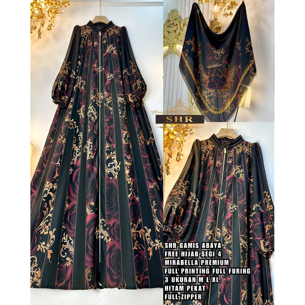 NEW SHR ORI MAXI DRESS ABAYA SET HIJAB SEGI 4 MARBELA PRINT BY SHR ORI 100%