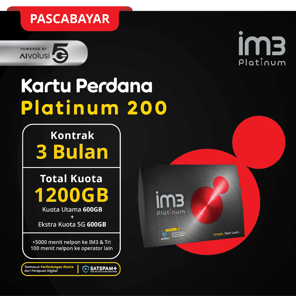 Kartu Perdana Platinum 200 Kontrak 3 Bulan