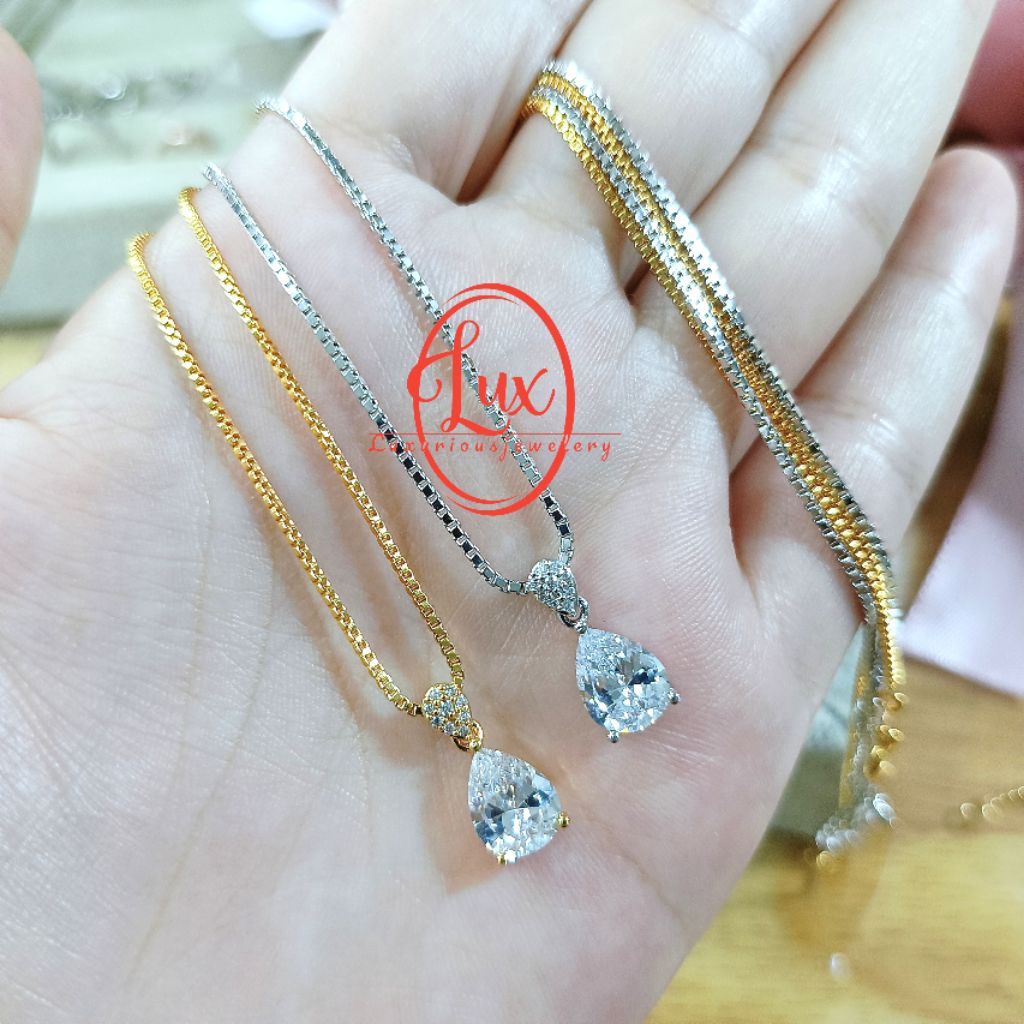 Kalung permata diamond tetes kecil