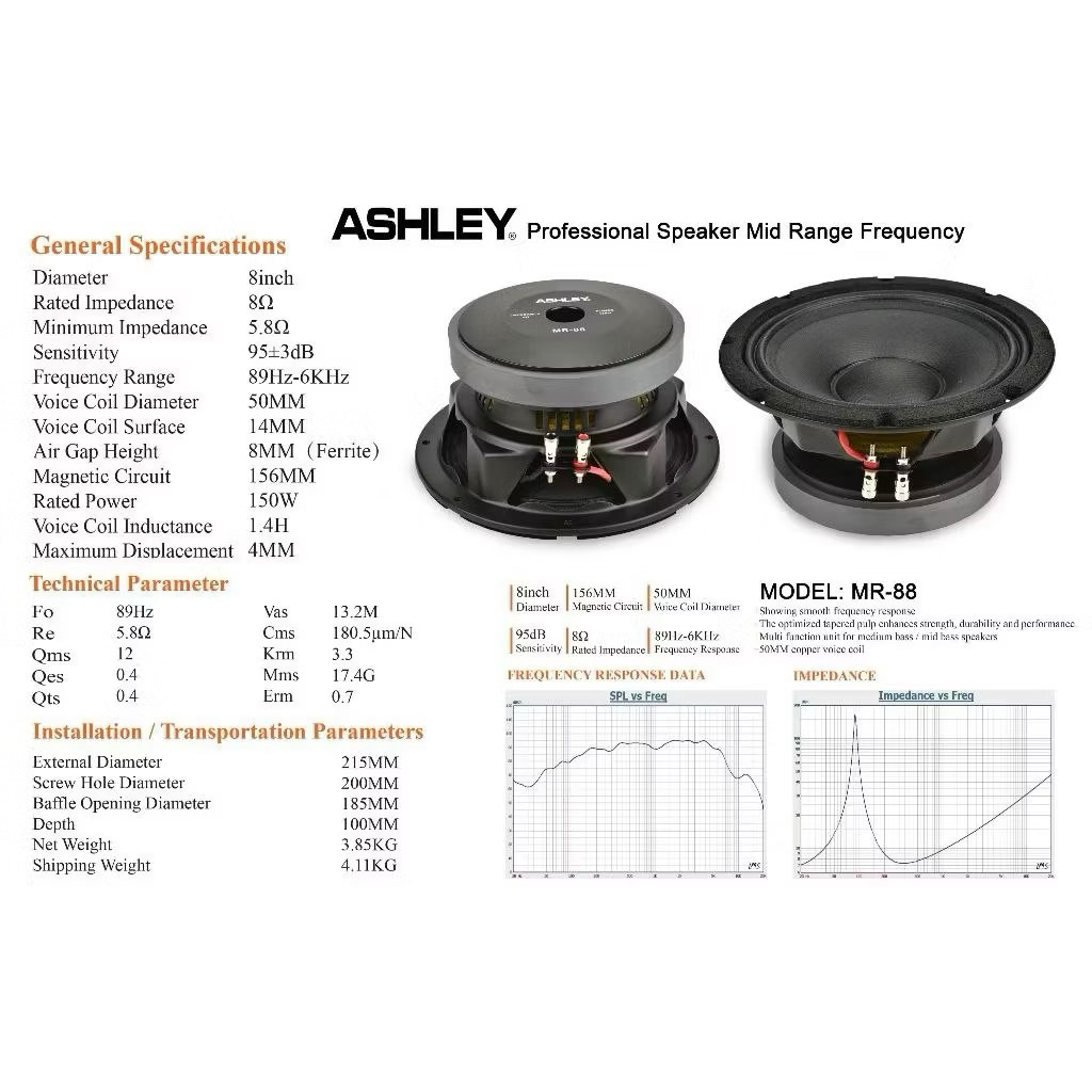 Spiker Ashley 8inc tipe MR88 Original