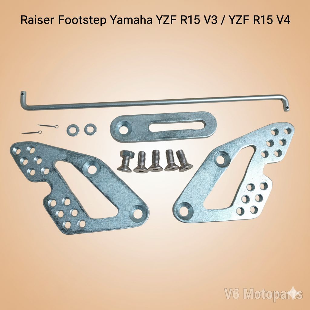 Raiser Footstep Yamaha YZF R15 V3 / Yamaha YZF R15 V4 Warna Silver tebal 8mm