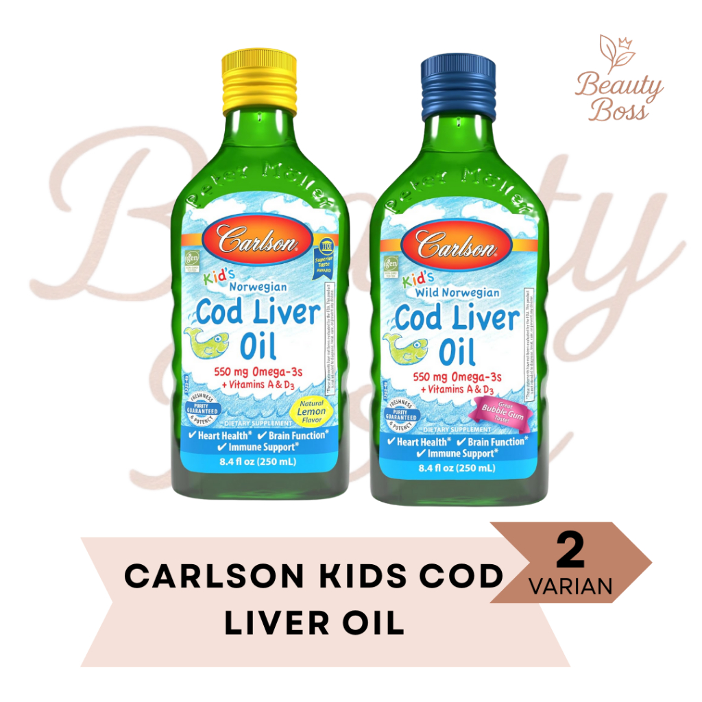 Carlson Kids Cod Liver Oil Omega Minyak Ikan Anak Lemon Flavor 250 ml