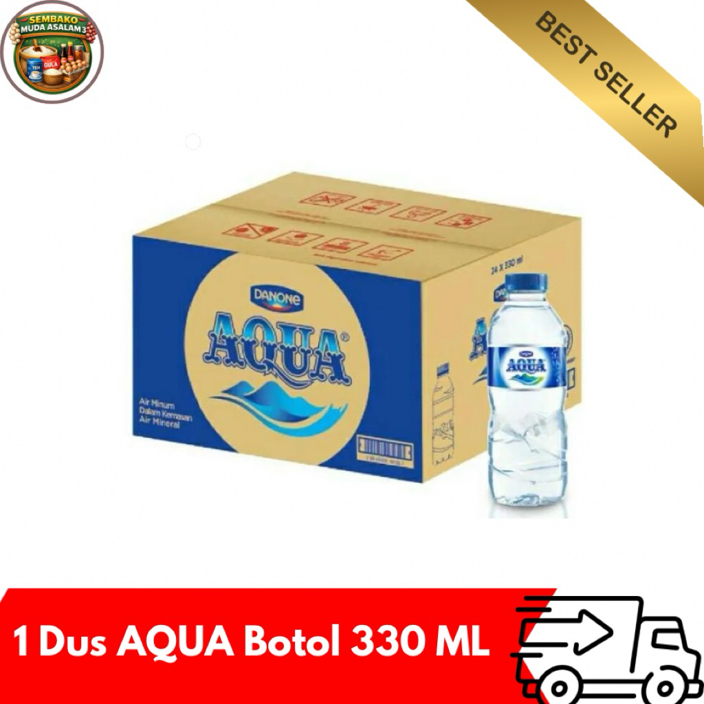 AQUA Air Mineral 330 ml / 1 Dus isi 24 botol / Aqua Botol 1 Dus