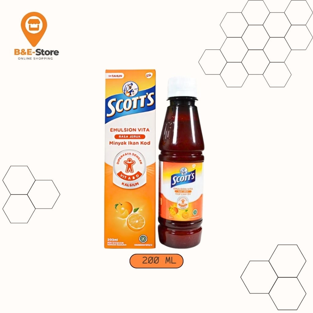 Scott's Emulsion Vita Orange 200 ml (Membantu penyerapan kalsium dan meningkatkan pertumbuhan tinggi