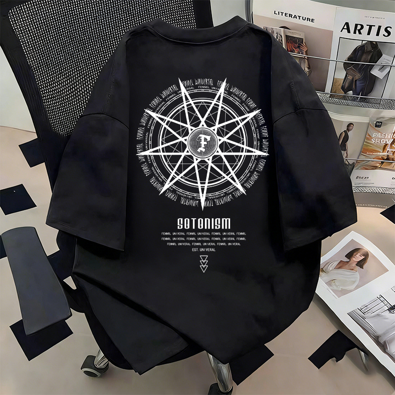 Everyday Pria  Retro compass pattern men's oversized t-shirt| T-Shirt 100% Cotton|Latest men's tops|