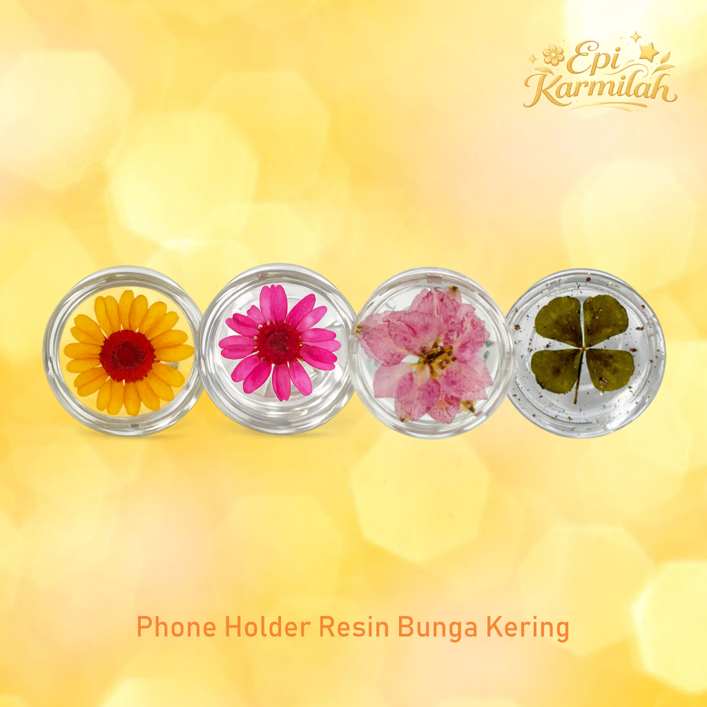 Phone Holder Resin Bunga Kering – Pop Socket Estetik Natural Aksesoris HP
