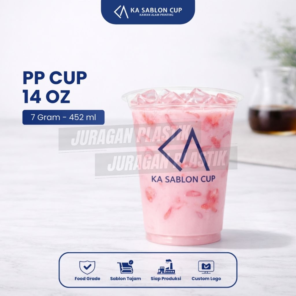 PP CUP 14OZ  (Cup Plastik / Gelas Plastik) Bahan Tebal