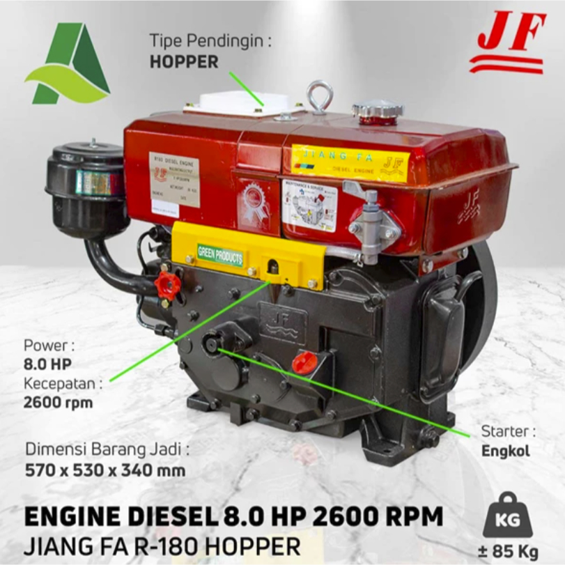 Mesin Diesel Jiangfa R180 Hopper MESIN PENGGERAK SOLAR DIESEL ENGINE 8PK