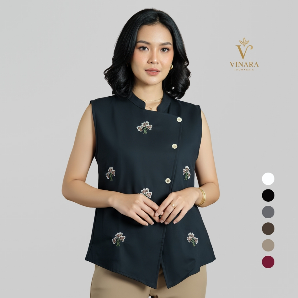 Rompi Wanita Bordir Bunga Model Korea Casual Outer Kekinian Motif Bunga Minimalis