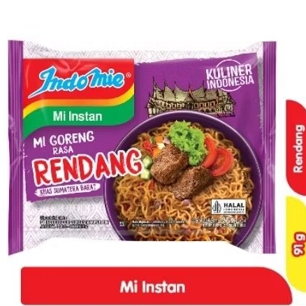 Indomie mi goreng 84 gram, mie aceh, rendang, ayam geprek