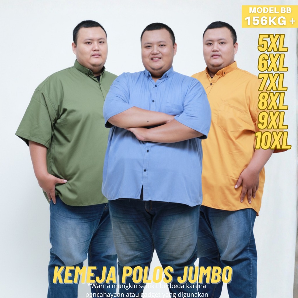 ICW Kemeja Polos Big Size Pria Lengan Pendek LD 120 130 140 Jumbo Ukuran Besar Formal
