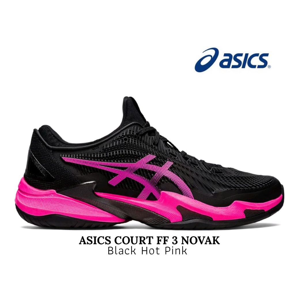 Sepatu Tenis Wanita Asics Court FF3 Novak Black Hot Pink