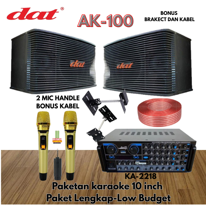 PAKET SPEAKER KARAOKE DAT AK-100,PAKET SUDAH AMPLI DAN MIC KARAOKE MURAH MERIAH ORIGINAL