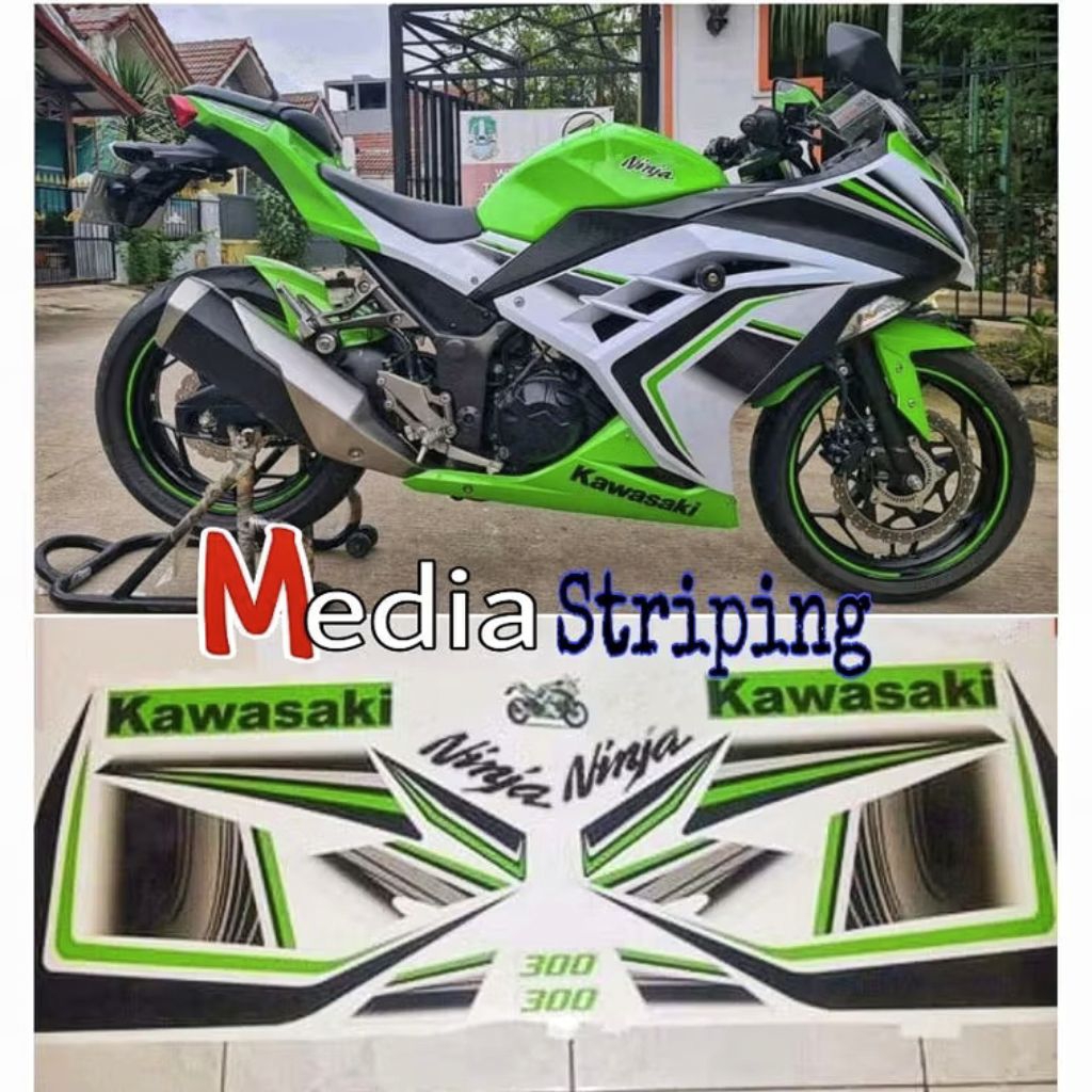 Sticker Striping Ninja 250FI ABS ( Limited Edition ) Tahun 2016 Hijau - Putih