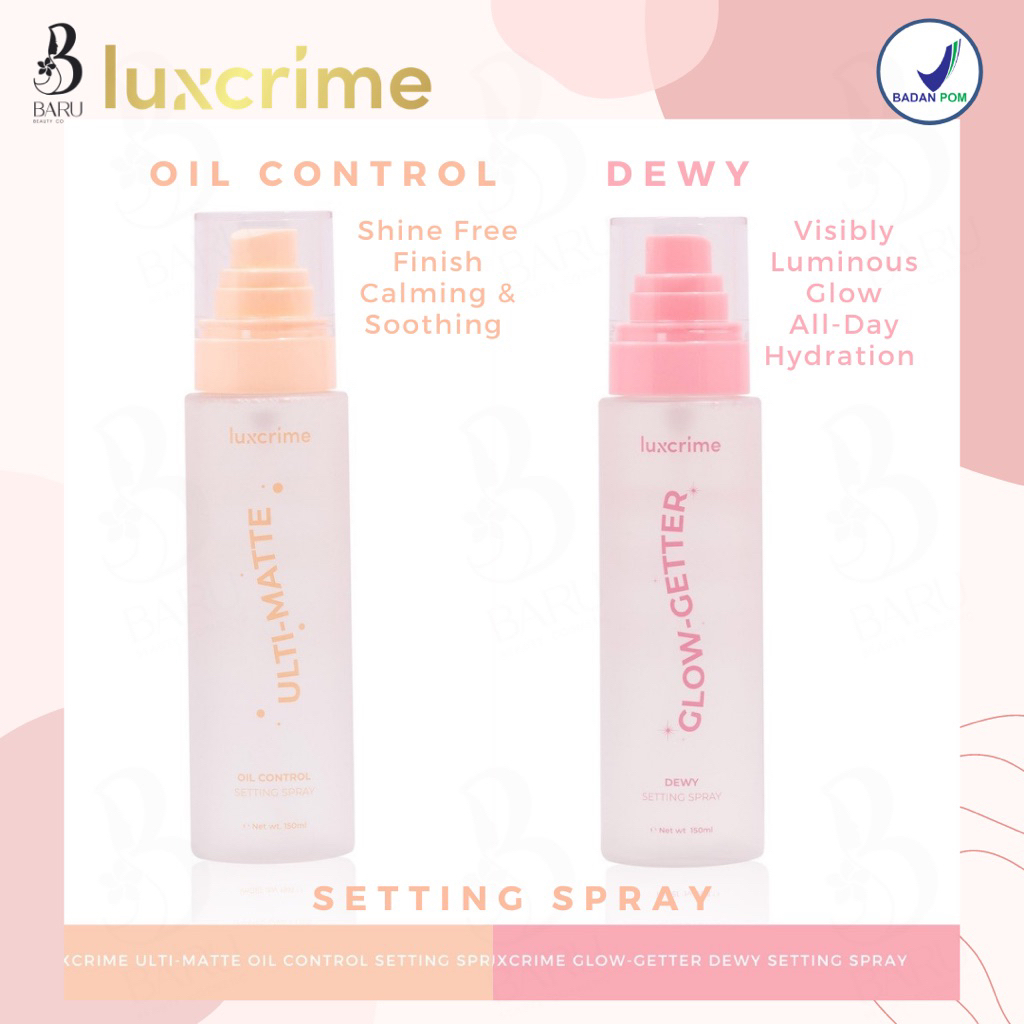 Luxcrime Ultimate Setting Spray 50 ml – Oil Control & Dewy | Makeup Tahan Lama Matte / Glowing