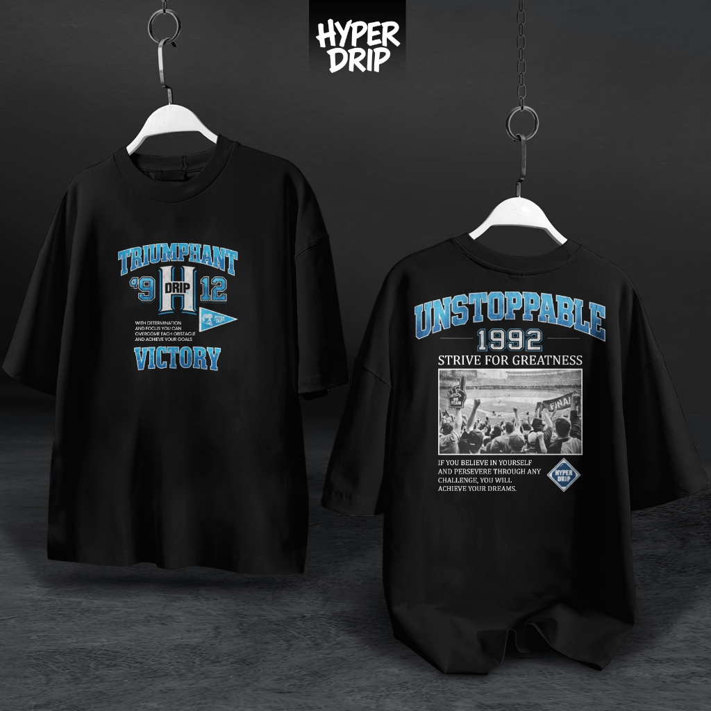 HYPERDRIP - OVERSIZE T-Shirt " VICTORY " | Kaos Oversize Unisex | Cotton Combed 20s Tebal | Baju Dis
