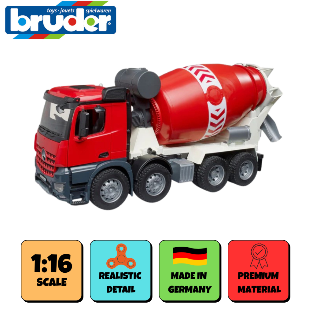 BRUDER 3655 MB Arocs Cement Mixer Truck - Mainan Miniatur Truk Molen Bahan ABS