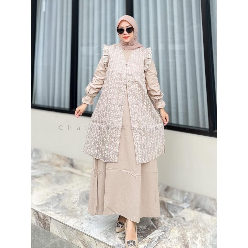 RAYA SERIES by Chatifa Authentic | setelan linen mix brukat | 100% Original