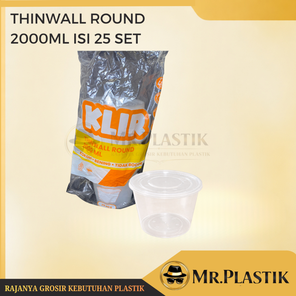 25PCS THINWALL KLIR 2000ML ROUND | THINWALL EMBER | THINWALL MANGKOK BESAR 25pcs