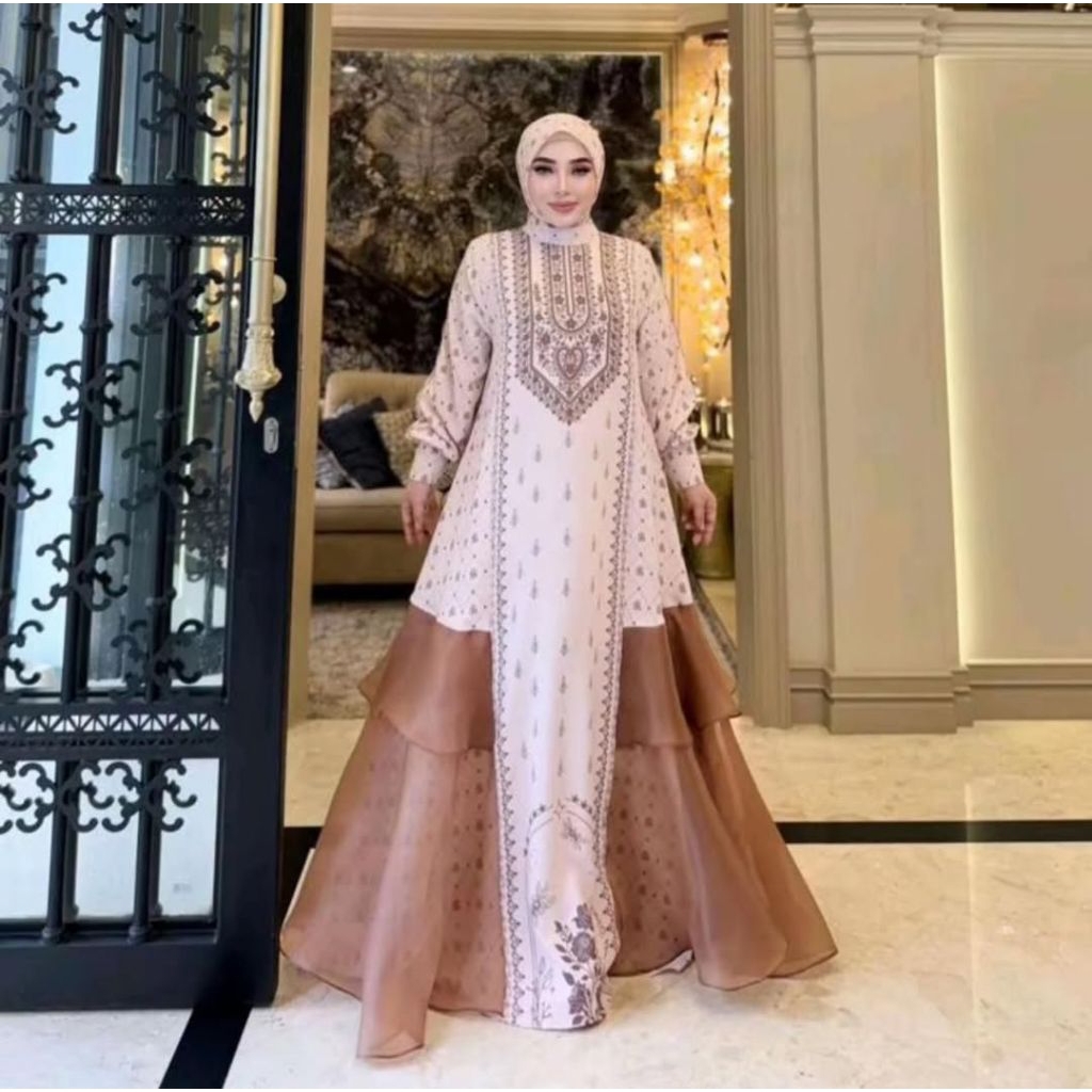 Set Hijab Printing Organza