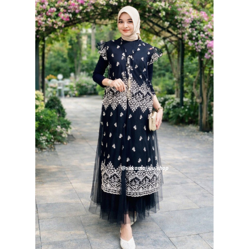 Outer Brukat Long Vest Wanita| Luaran Tunik Brokat Premium Kondangan Wisuda|Lebaran Hari Raya