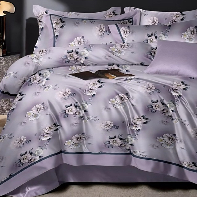 BIOSIBEDDING SPREI BEDCOVER SUTRA 100s MOTIF BUNGA UNGU lAVENDER SHABBY CHIC CUSTOM SIZE - SPREI DUV