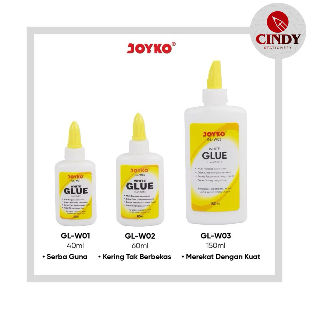 Joyko White Glue Liquid Lem Putih Cair Kertas