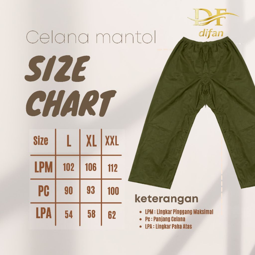 CELANA MANTOL CELANA JAS HUJAN