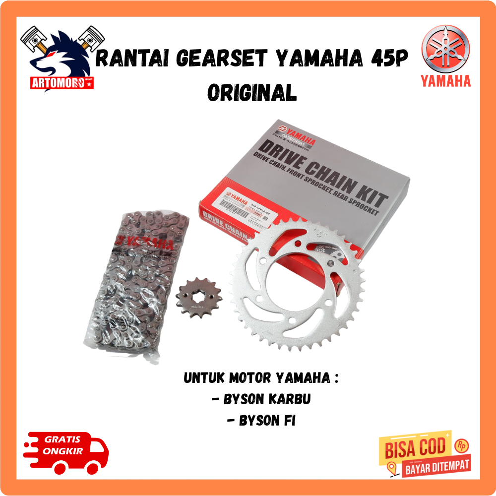 Ori Rantai Gearset Yamaha Byson FI - Ger Gir Set Rantai Motor Byson Karbu 45P-WF01A-00 Original