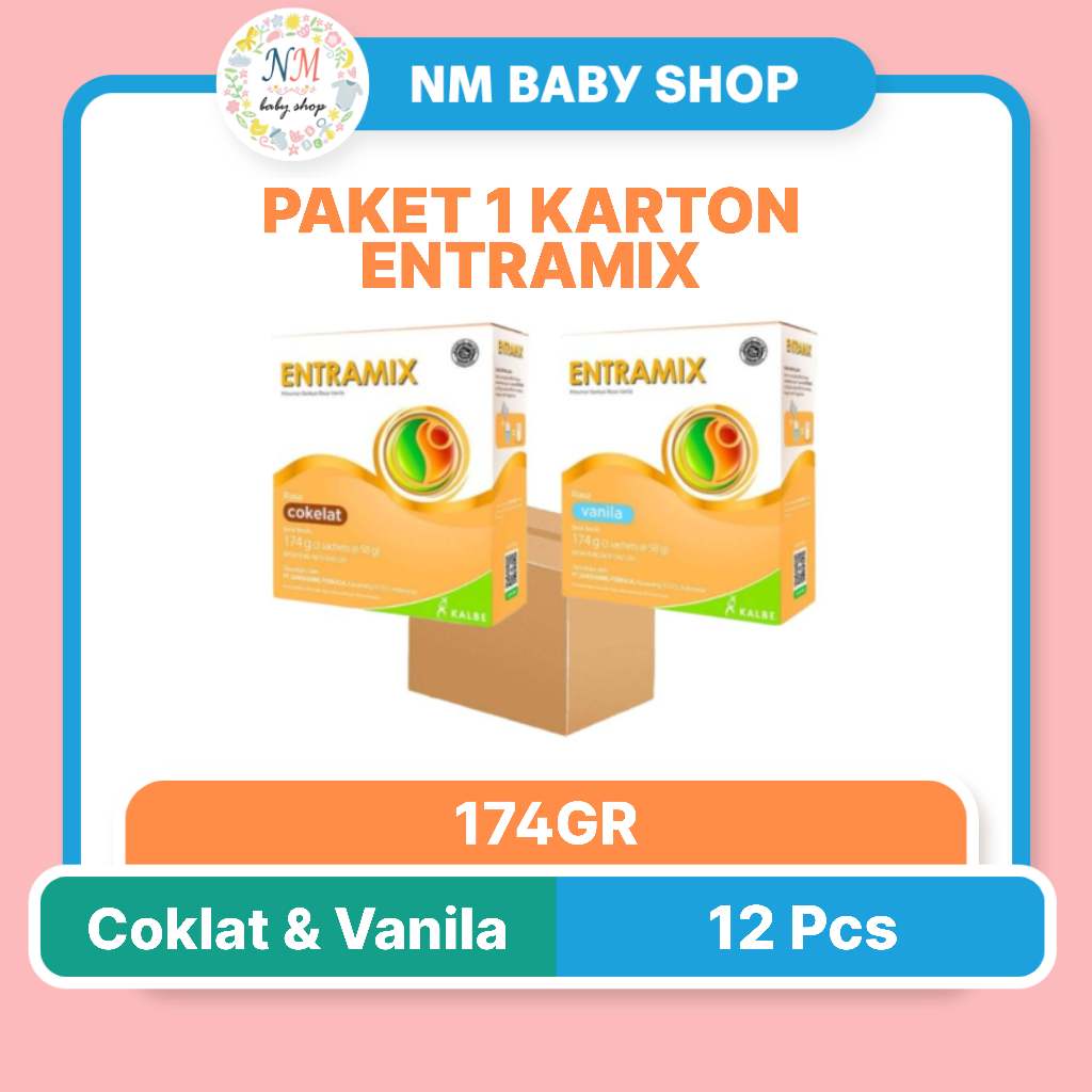 ENTRAMIX PAKET 1 KARTON 12 KOTAK VANILA COKLAT 174GR - NUTRISI LENGKAP DEWASA 174 GR NM SSKD