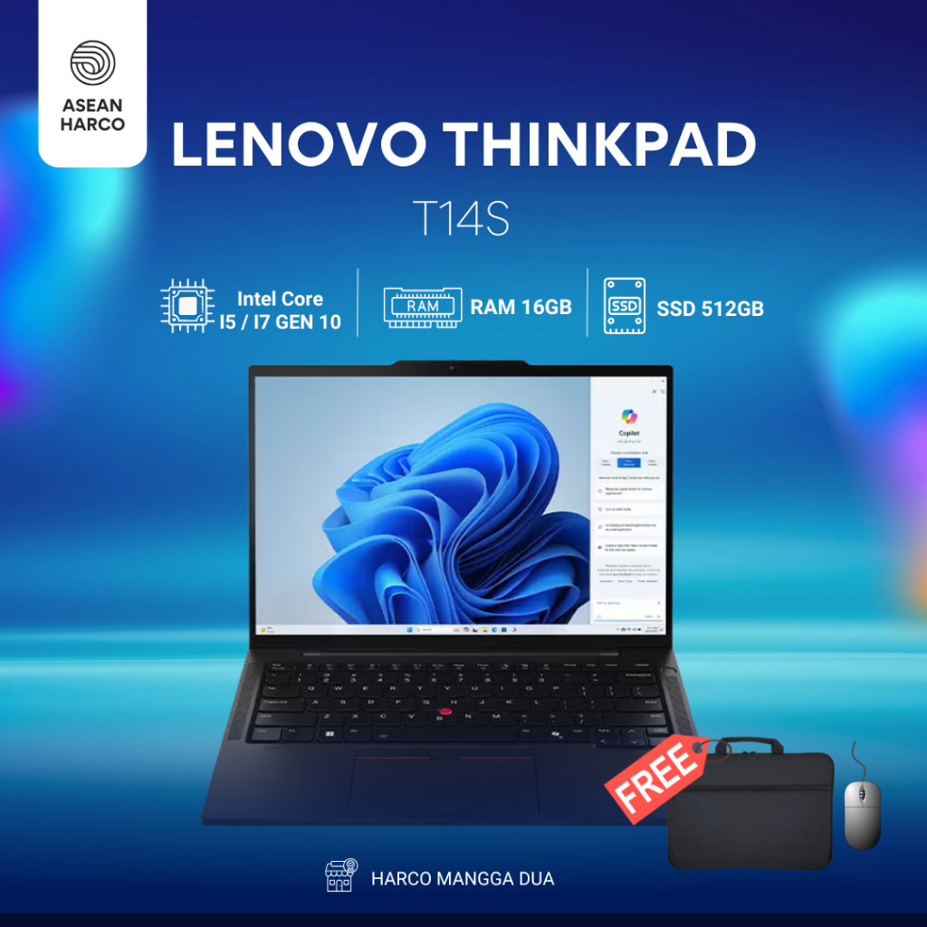 Laptop Lenovo Thinkpad T14s/T14 i5-10th 8GB SSD 256GB | LAPTOP SECOND, MULUS BERGARANSI