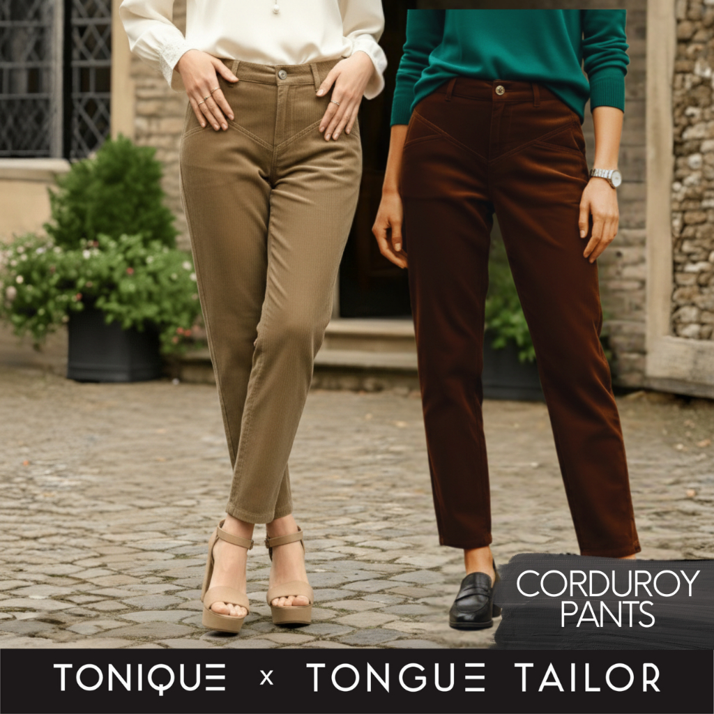TONIQUE x TONGUE TAILOR Wanita Celana Katun Corduroy Pants Warna Beige, Coklat Tua NIA Women's Beige
