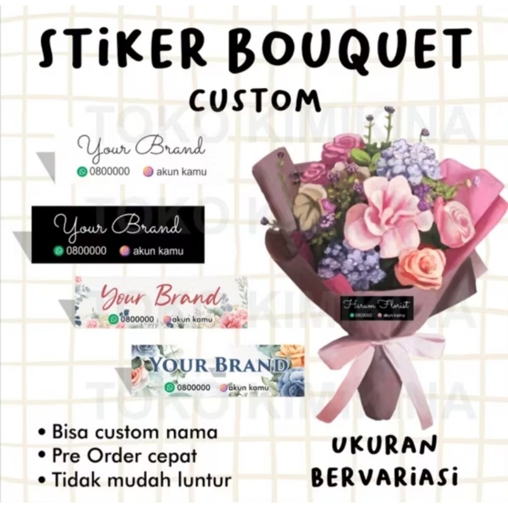 Cetak Stiker Buket Bunga | Stiker Bucket Murah | Stiker Buket Custom | Sticker Bouquet Bunga Murah A