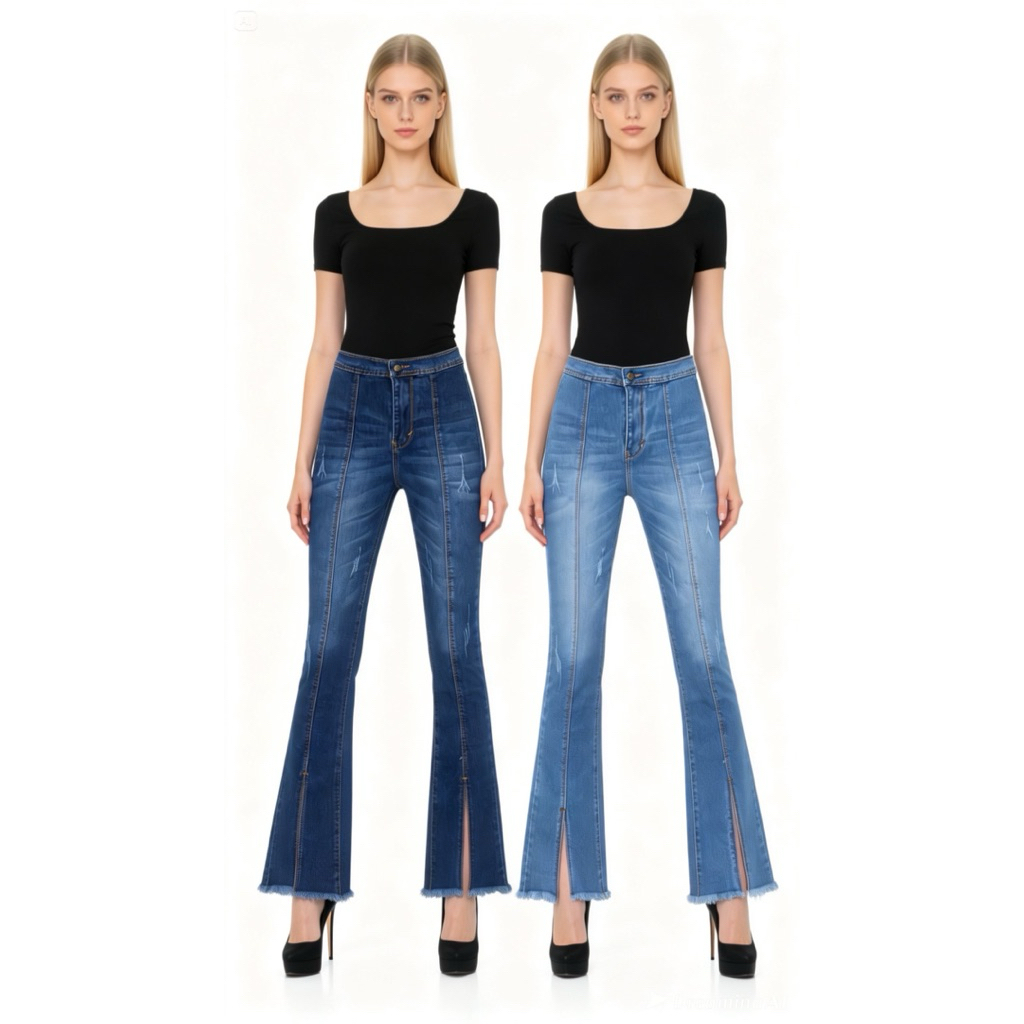 Celana Panjang Cutbray Jeans Tulang Depan Front Line Belah Stretch Jeans 2006