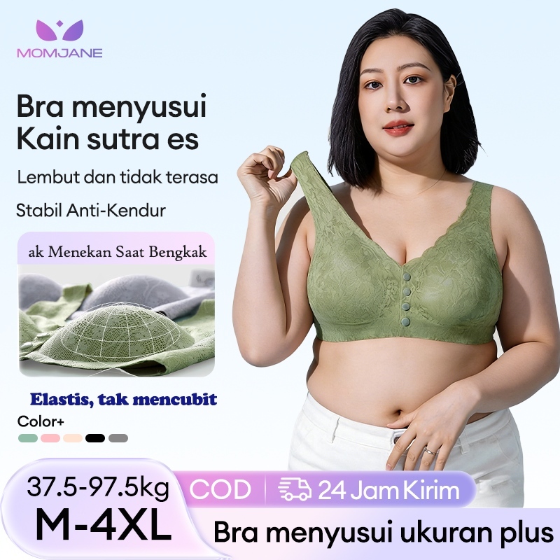 2PCS Bra Menyusui Ibu Hamil Ukuran Besar Tanpa Kawat Penutup Depan Berenda Berbusa Pakaian Dalam Men