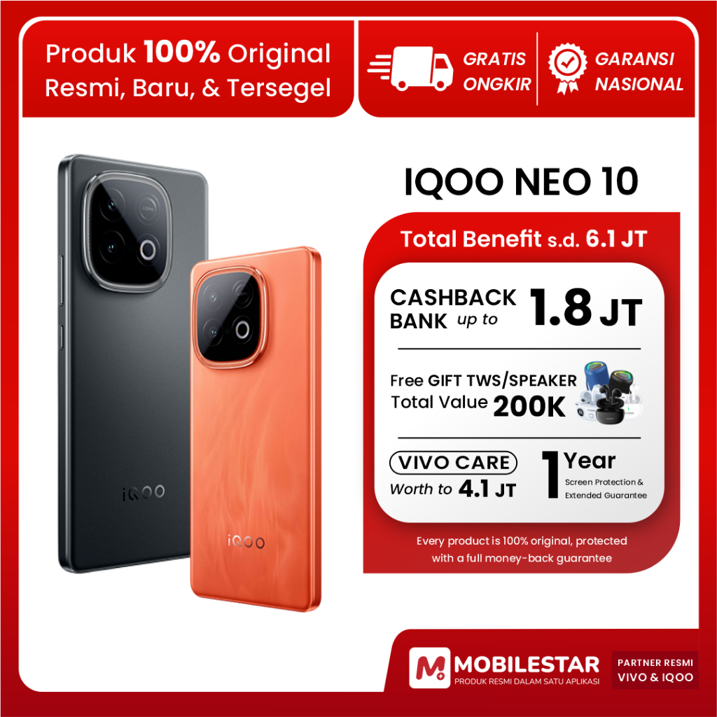 [BNIB] HP Gaming iQOO Neo 10 | RAM 16 + 512 GB | Snapdragon 8S Gen 4 | ORI SEGEL GARANSI RESMI