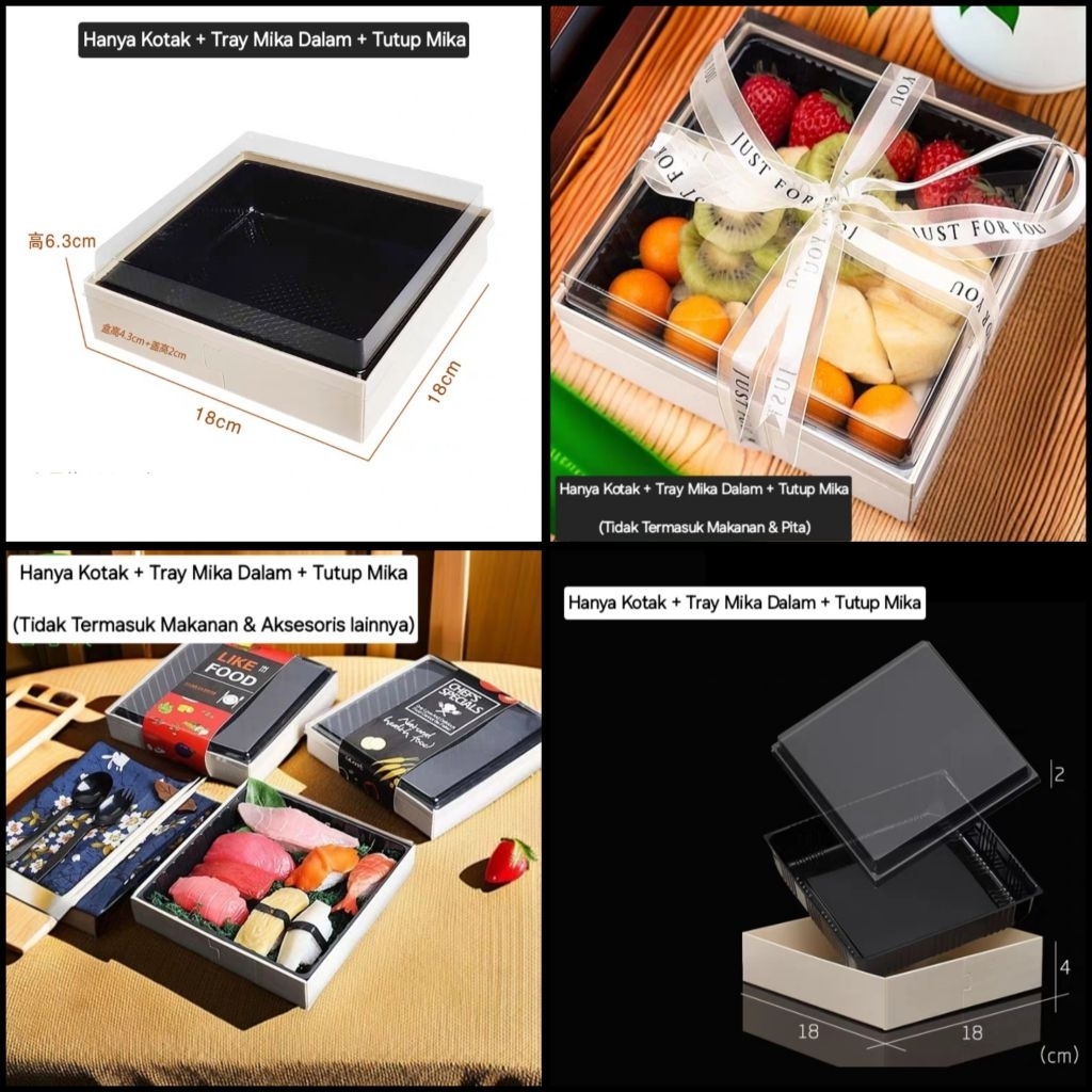 Kotak Kayu 18x18x6cm | Wooden Box | Kotak Sushi | Box Kayu | Sushi Box | Kotak Kue | Kotak Buah