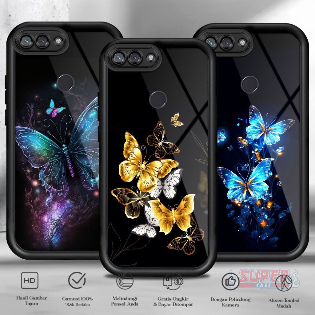 Case For XIAOMI 8 LITE BUTTERFLY 4 Softcase Glossy Casing Handphone Silicon Glass