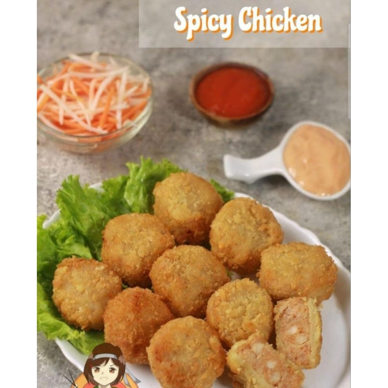 Bento Spicy Chicken Ciken Naget Nagget Nuget Nugget Ayam Pedas Sedang Spesial isi 10 ala Hokben