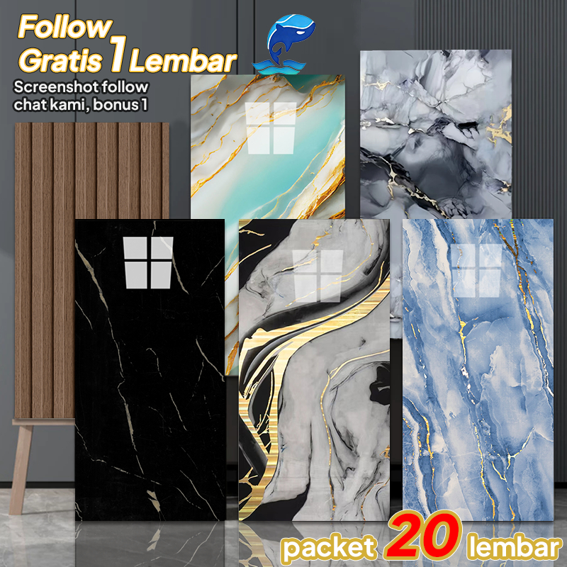 [20 lembar] Wallpaper Lantai Dinding Vinyl Tahan Air Motif Marbel Granit 30x60cm Anti Jamur Tahan La