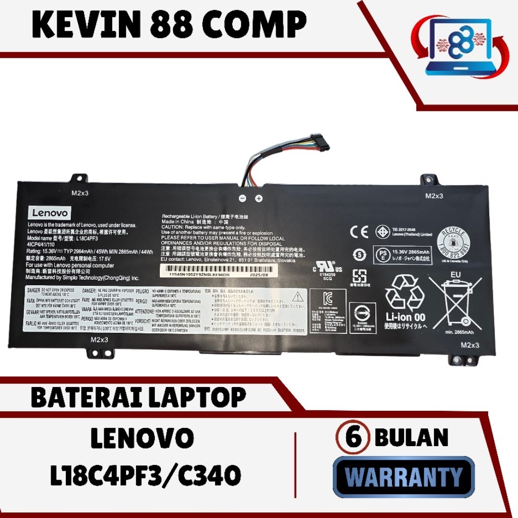 Baterai Lenovo L18C4PF3 L18C4PF4 C340 ThinkPad X13 Gen 1.ThinkPad X390ThinkPad X390-20Q1.ThinkPad X3