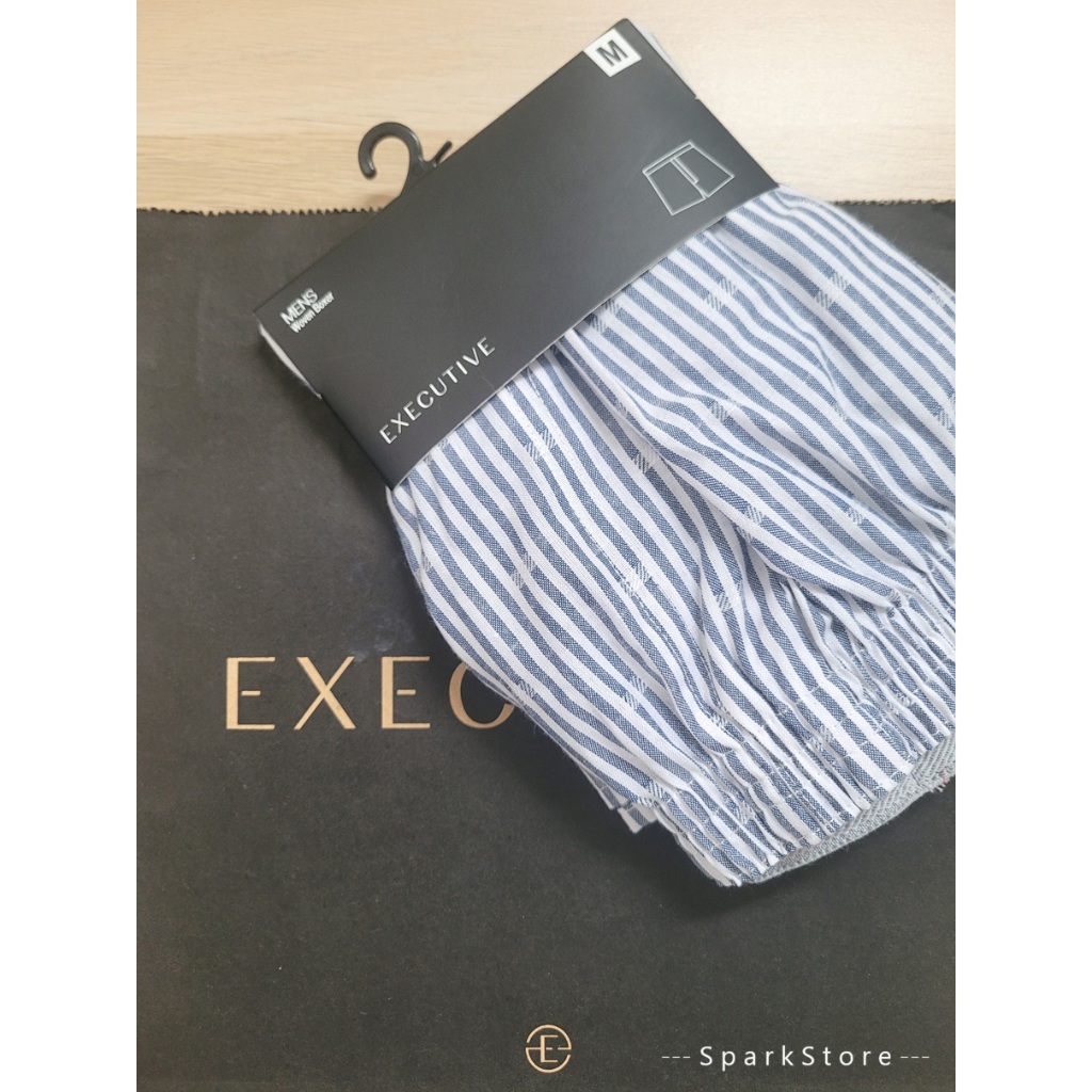 [NEW][BARU] The Executive Celana Boxer Katun Rajut Abu-Abu Garis