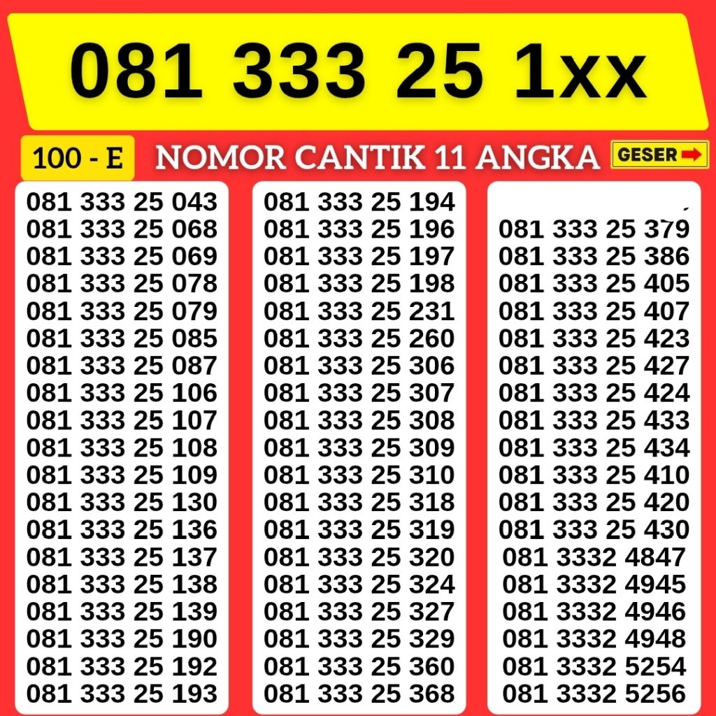 11 Digit Bonus Kuota 3gb Nomor Cantik Telkomsel Hoki 3333 Kartu Perdana Telkomsel Tsel Red Telkomsel