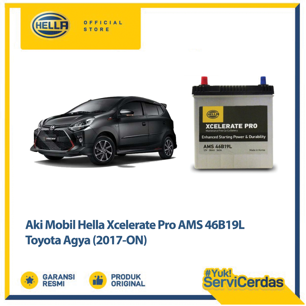 Aki Mobil Hella Toyota Agya 2017 - Now XCELERATE PRO AMS NS40ZL - Aki Mobil Kering