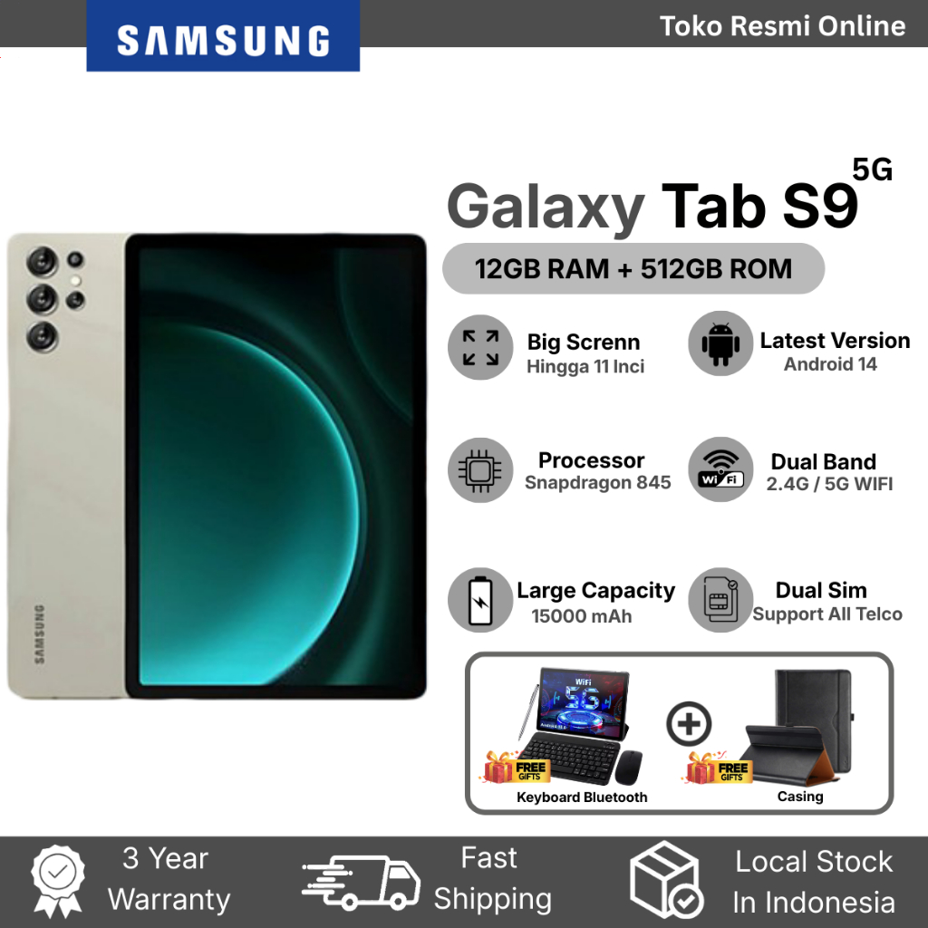 Samsung Galaxy S9 Tab 11 Inch | 5G/4G LTE | 16GB RAM 512GB ROM | Dual SIM | Android Tablet
